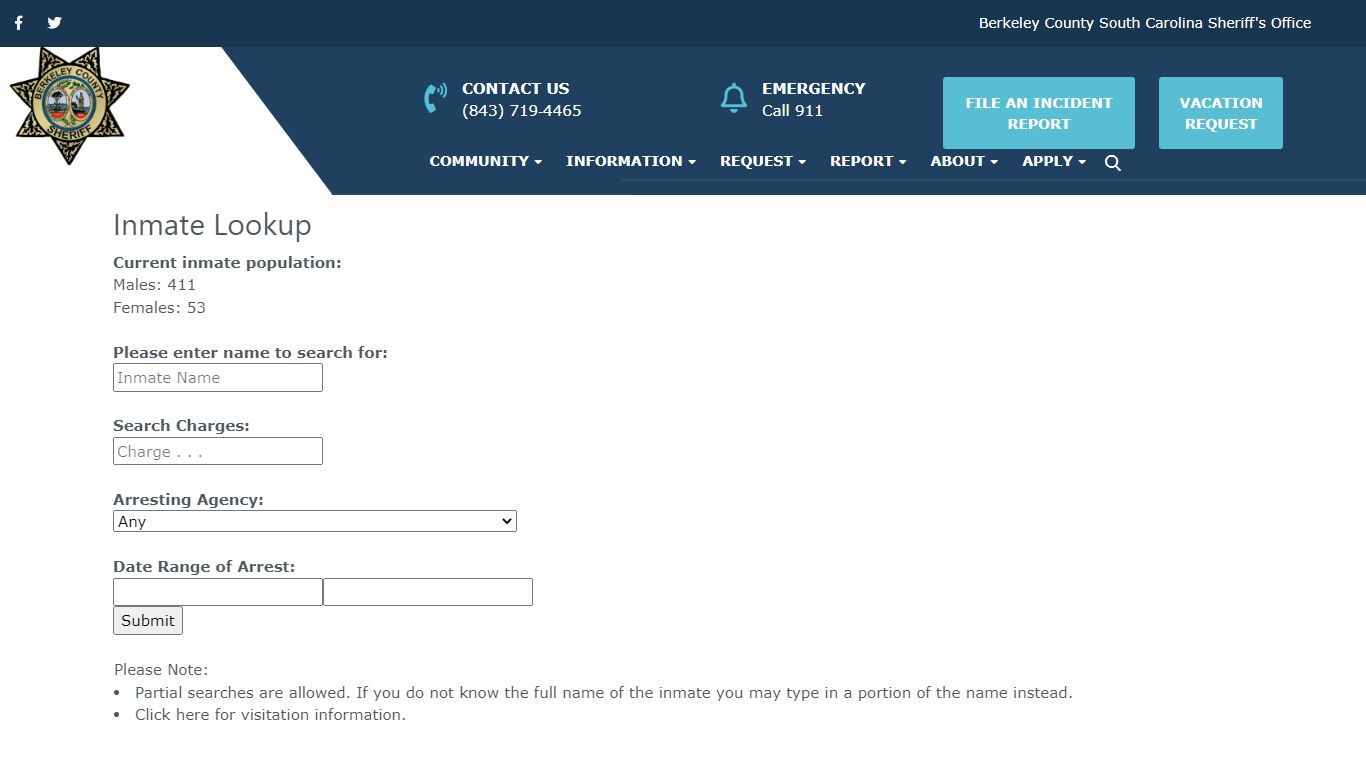 Inmate Lookup – Berkeley County Sheriff's Office